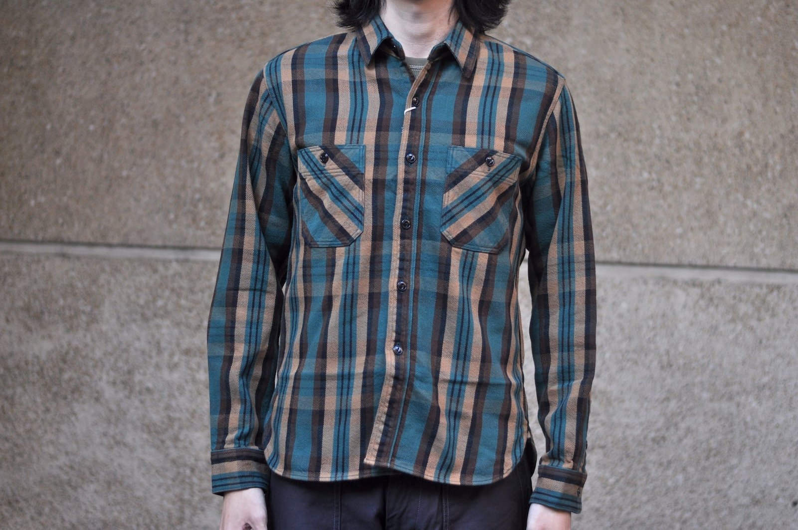 Studio D'Artisan 11oz selvage flannel workshirt in valley green