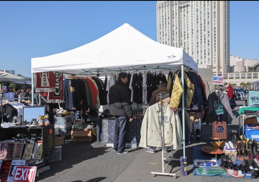 Vendor displays of vintage and reproduction Americana at the Inazuma Festival