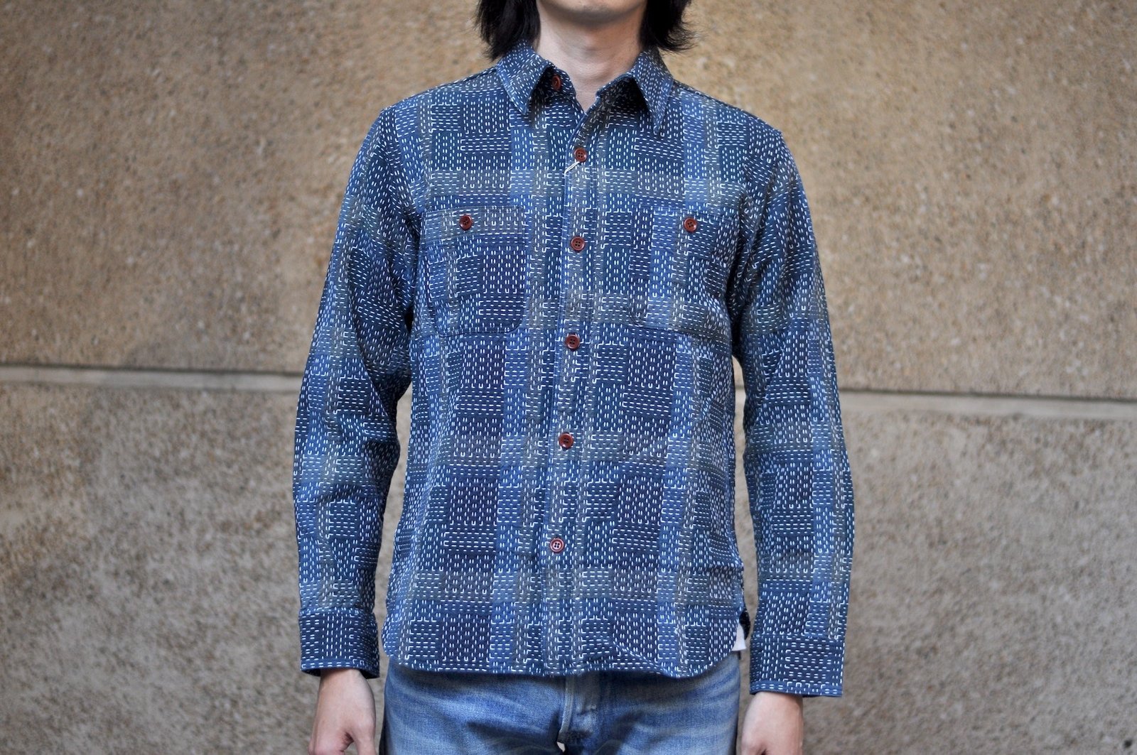 Studio D'Artisan 12oz Noragi sashiko workshirt in indigo