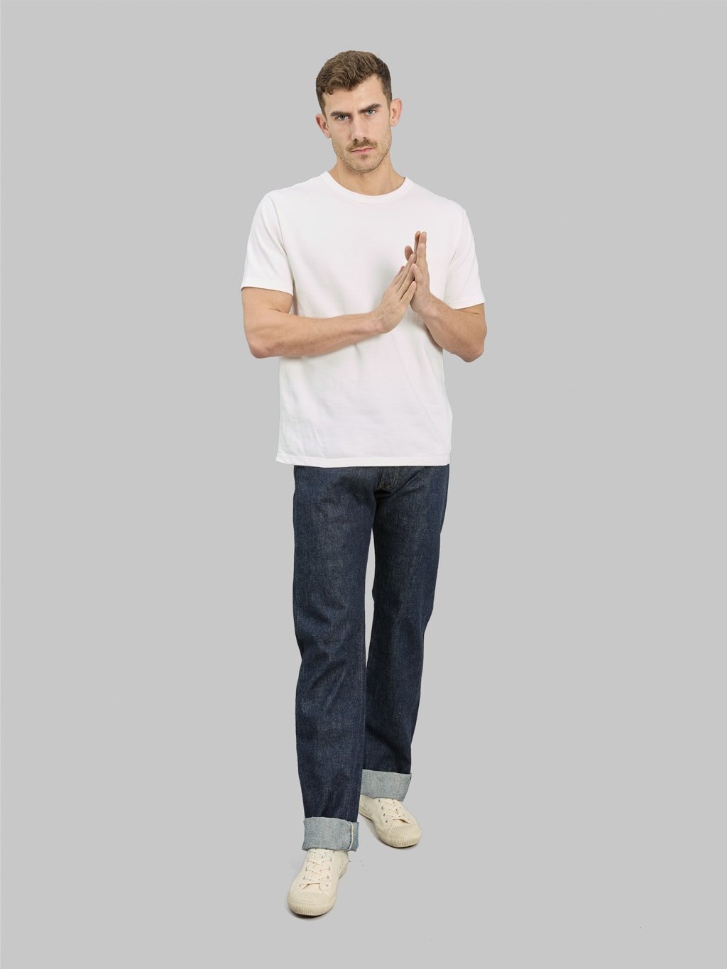 TCB 50s regular straight selvedge jeans, worn fit